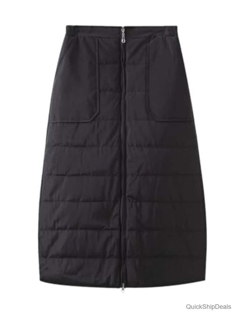 Insulated Down Puffer Skirt Zip Front High Waisted Quilted Winter Warm